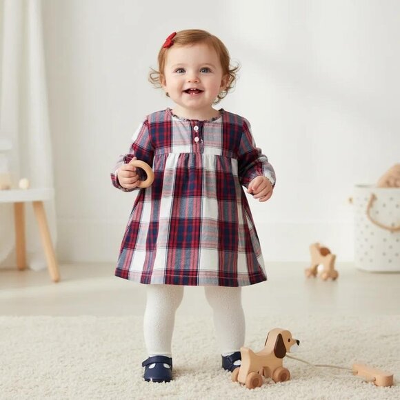 Joe Fresh Classic Plaid Long-Sleeve Dress size 18-24 Months - Picture 1 of 10